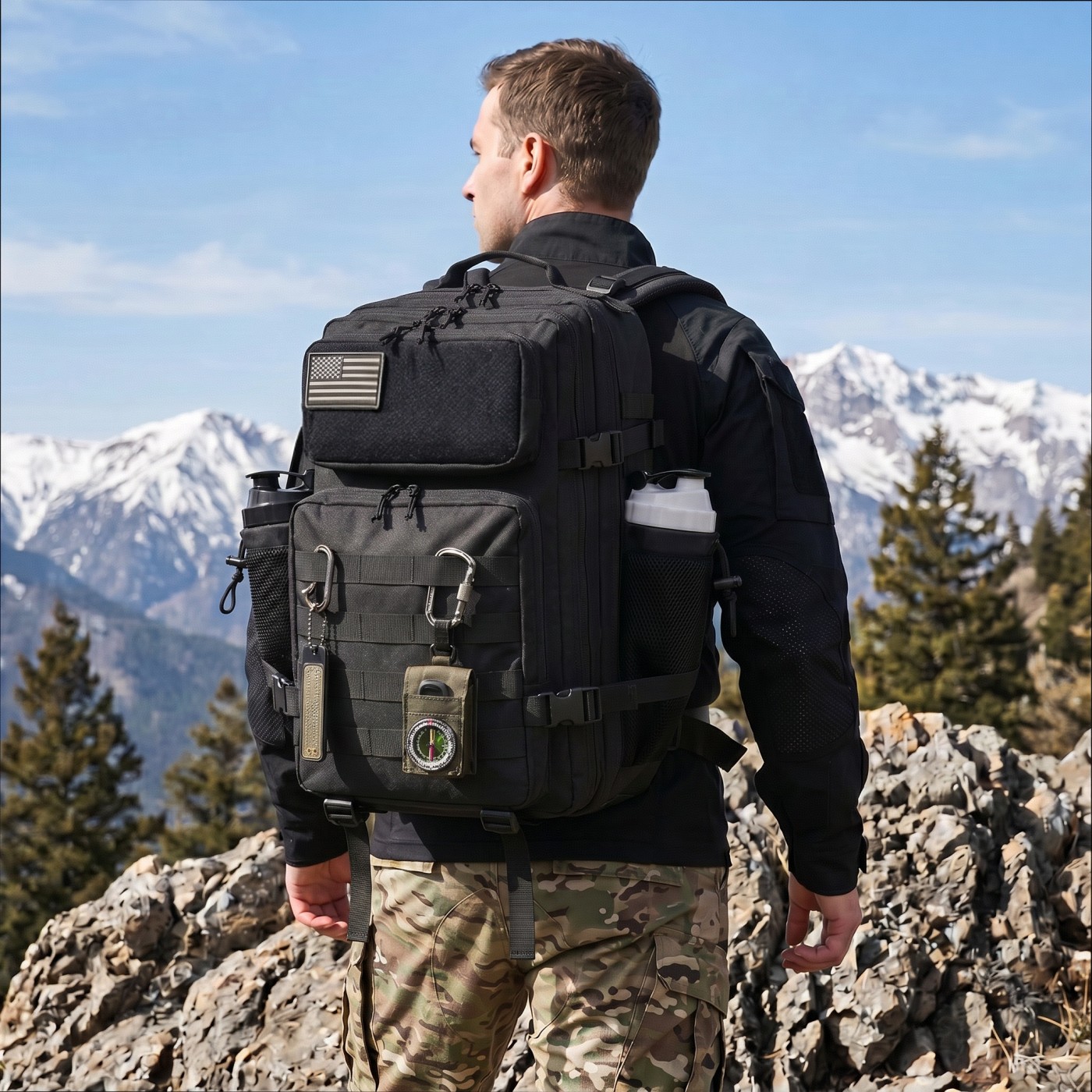 45L 대용량 전술 낚시 배낭, 듀얼 물병 컵 홀더가  - Edc Carry Backpack 리뷰 및 가격