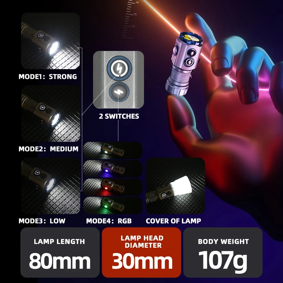 강력한 2000LM EDC 손전등 Type-c 충전식  - Edc Carry Flashlight 리뷰 및 가격