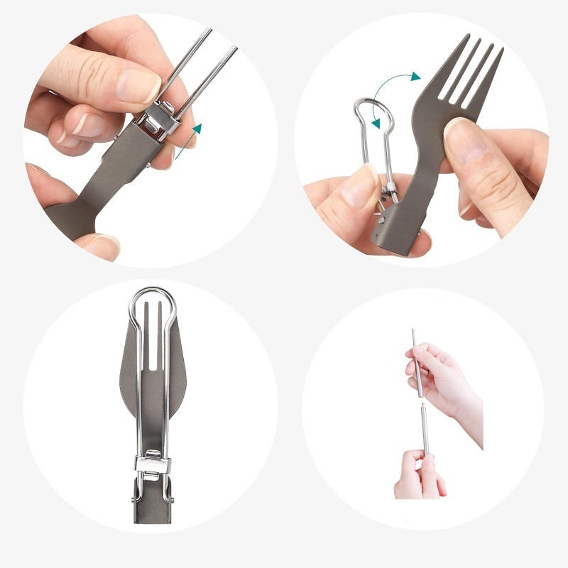 티타늄 접이식 식기 세트 (포크, 스푼, 나이프, 젓가 - Edc Everyday Carry Knives 리뷰 및 가격